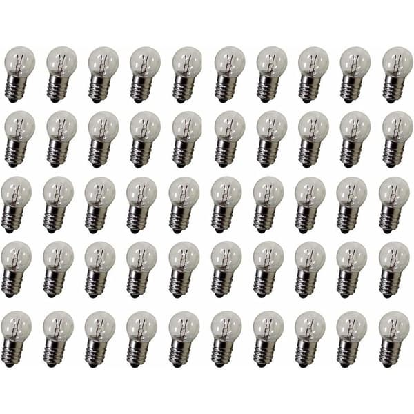 DC 50 stk E10 2.5V 0.3A Varmhvit Lys Pære Miniatyr Glødelamper Skrusokkel