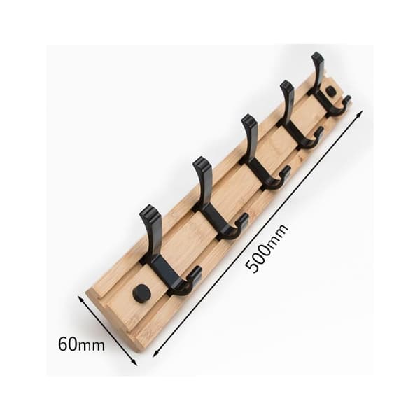 Vaateteline Vaateteline 5 aktiivista koukkua Raskas vaatehattuteline bambu (50cm)
