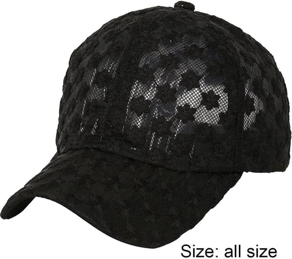 Dame solhat hul blomst baseballkasket åndbar blondekasket let sommerhat mode afslappet hat til strandfest