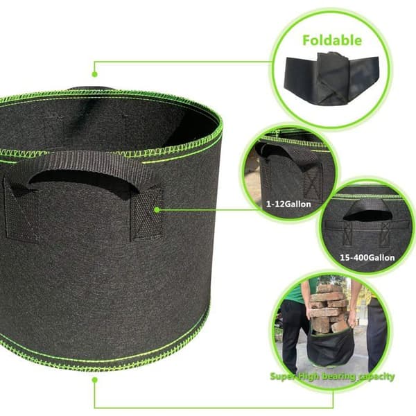 Odlingpåsar, trädgårdsväxtpåsar 5 * 5 Gallon / 20L Andningsbara Non-woven med handtag