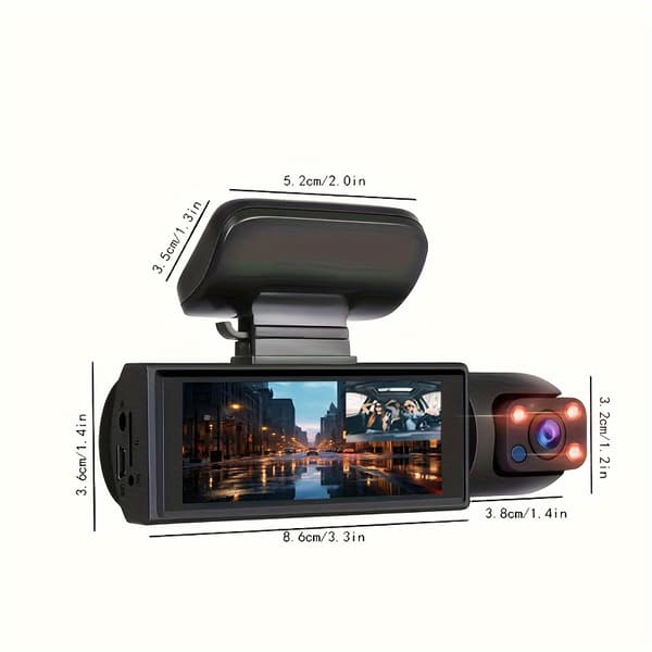 Dashcam for biler Bilkamera med IR-nattsyn Loop-opptak med 3,16 tommers IPS-skjerm
