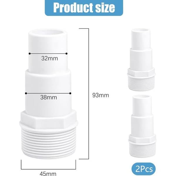 Set med 2 poolslanganslutningar Diameter: 32/38 mm på 1,5 \"