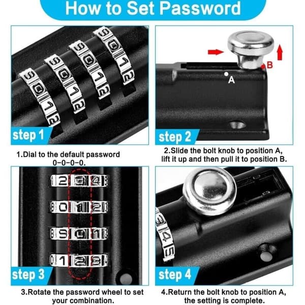 Combination Latch Lock 4-Digit Combination Door Lock Mechanical Code Keyless Lock Sliding Tamper-Proof Door Lock for Cabinets Garden