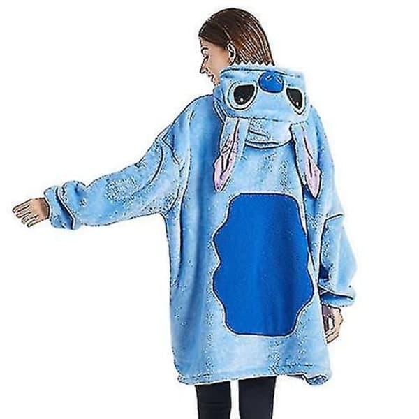 Dam Stitch Fleece-hettegenser Oversize Bærbar Genser Sherpa TV-pledd med Ermer One Size