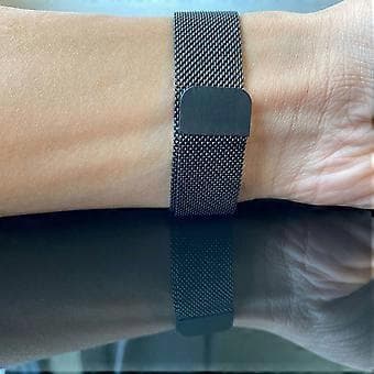 Rustfrit stål armbånd med justerbart spænde, åndbart minimalistisk armbånd til mænd og kvinder (20 mm sort og rød)