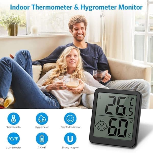 Digital termometer och hygrometer för inomhusbruk – 4-pack temperatur- och fuktmätare med display, hög precision