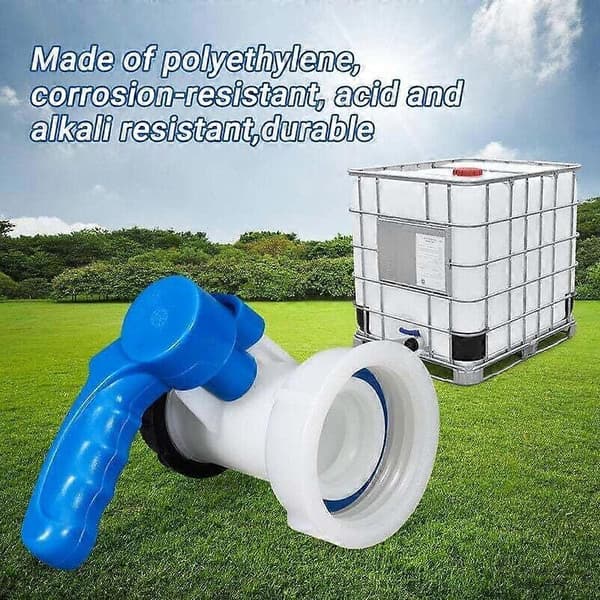 Tankventil - Sommerfugleventil - Ventil til 1000 liters IBC 62mm tank. Universal Vandtankadapter Tankventil Hane.