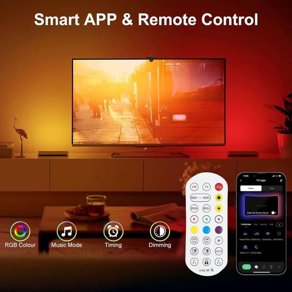 LED-strips TV LED-bakgrunnsbelysning med kamera, RGB-lys synkroniseres med skjermen (5 meter)