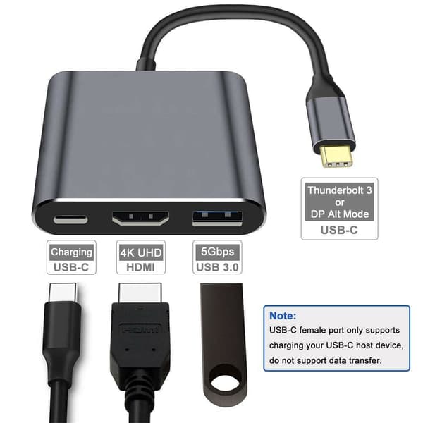 3-i-1 Typ C USB 3.1 till HDMI-adapter Laptop Hub för Macbook Air Pro Surface