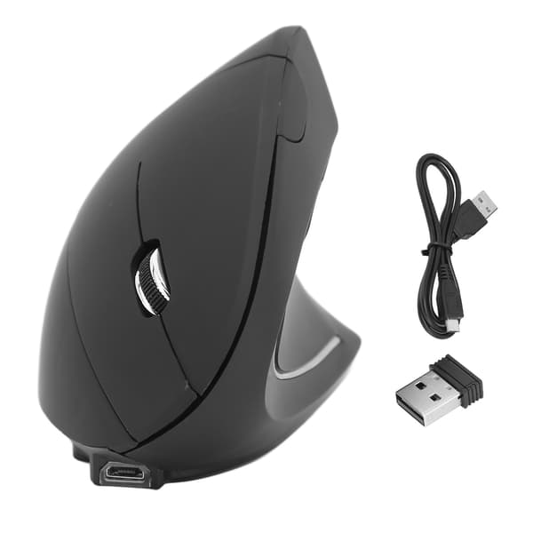 Vertical Wireless Mouse Ergonomic Comfortable Optical Tracking Technology Rechargeable Black 6 Keys Computer Accessories