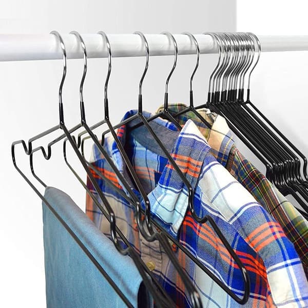 Premium Rubberized Metal Hangers (Black) - 20-Pack, Space-Saving, Organization, Storage, Heavy-Duty Hangers for Wardrobe, Walk-in Closet