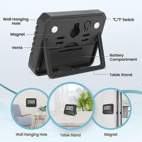 LCD Digitalt Termometer For Innendørs Mini Romtermometer Termo-hygrometer Fuktighetsmåler For L