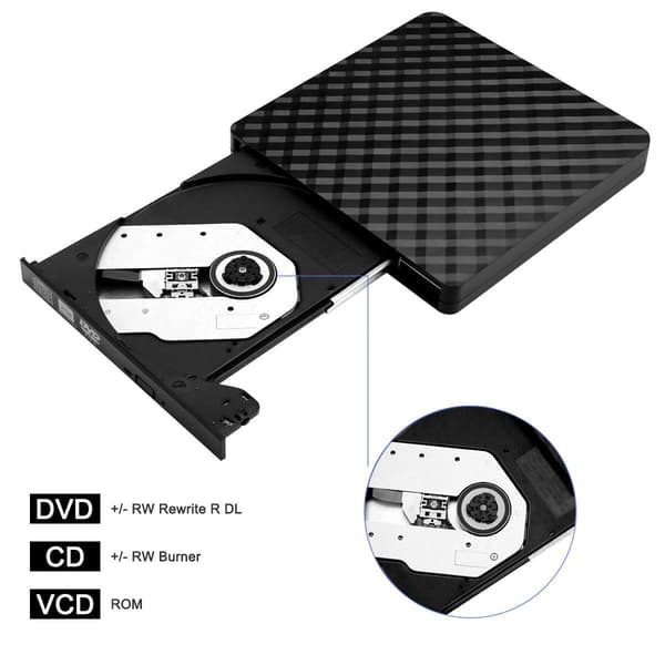 Ekstern DVD-brenner Spiller USB 3.0 Bærbar CD DVD +/-RW Optisk Enhet