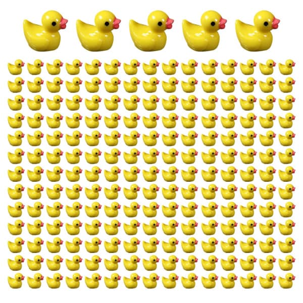100/200 Pcs Mini Rubber Ducks Miniature Resin Ducks Yellow Small - 100 Pcs Yellow