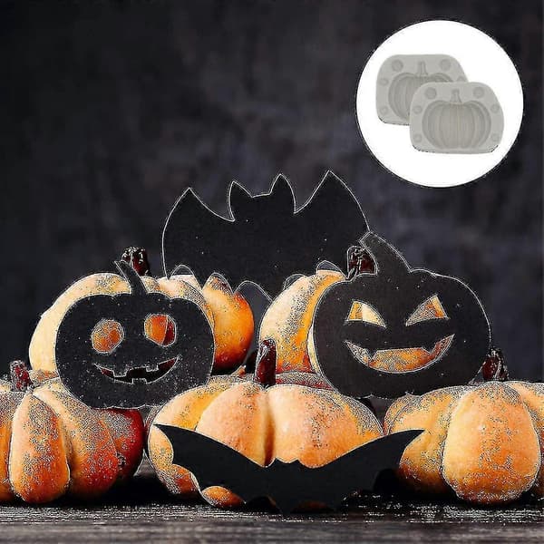 Gresskarformer i silikon, 2 stk. høstgresskarbakeformer, Halloween-gresskarbakeform i silikon, 3D Halloween-form for Halloween-godteribaking og kaker
