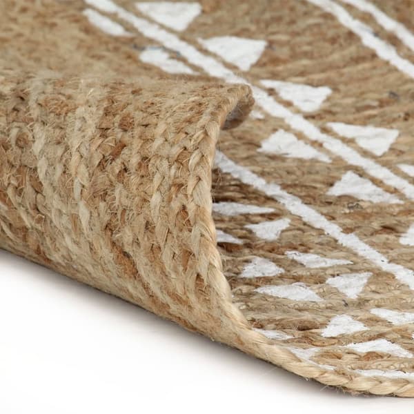 vidaXL Handmade Jute Rug with White Print 150 cm Vit white