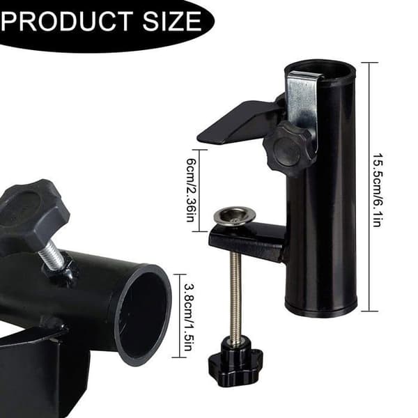 Balkonparasolholder med universalklemme - Galvaniseret støbejern - Til 19–38 mm stænger - Antioxidation