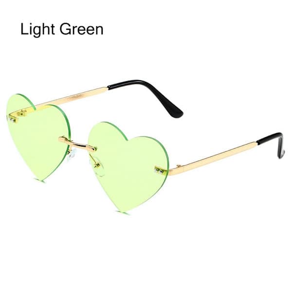Bueløse hjerteformede solbriller Rosa hippie-solbriller LYSEGRØNN Lysegrønn Light Green
