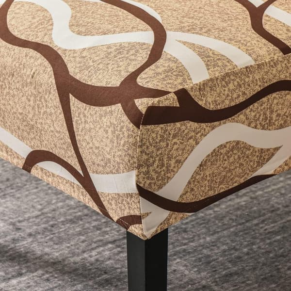 Printed Single Armless Chair Cover - Brown Stretch Armchair