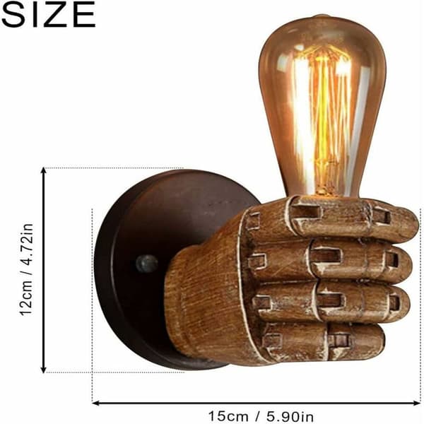 Retro Fist Wall Lamp - Edison E27 Triumph Base - Hall Kitchen Bedroom Restaurant Cafe Left Handed [Energy Class A++]