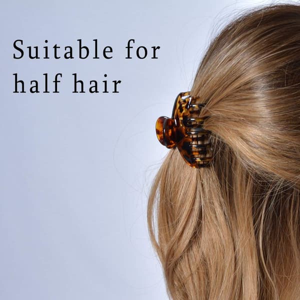 3-pack Hair Clips with Double Row Teeth, Durable Resin, Strong Grip for Thin, Medium, and Thick Hair, Black Tortoiseshell, 6.35 cm