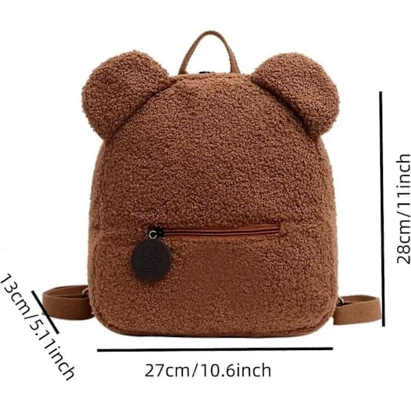 Cute Backpack for Women Men Winter Trendy Plush Shoulder Bag Comfortable Lightweight Zipper Backpack, Brown
