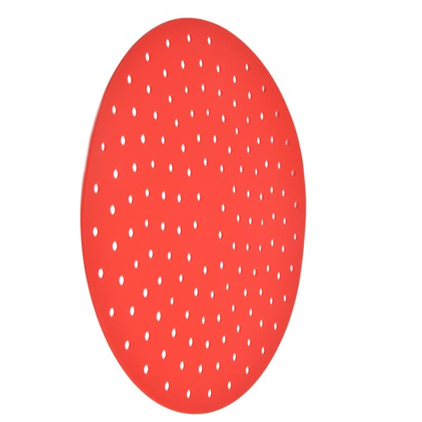 20 cm rund silikon dampbåtmatte, sklisikker non-stick frityrgrytematte, rød