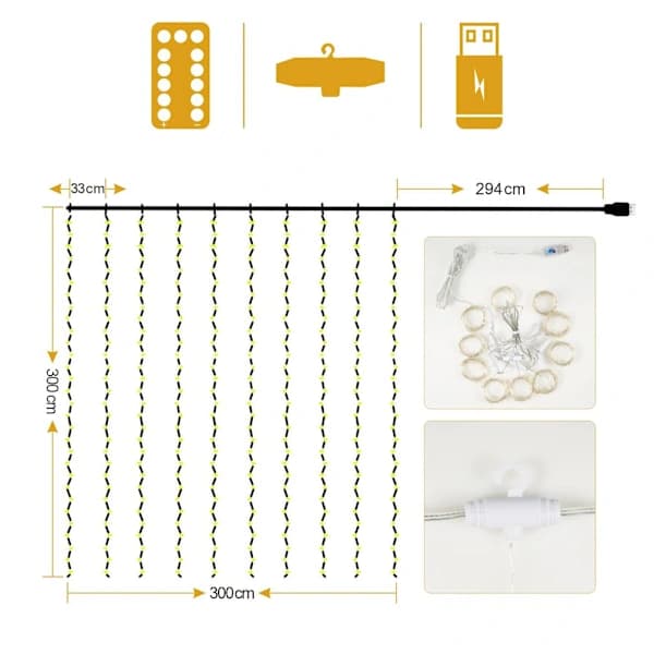 LED-gardinlyslenke Dekorasjon Varmhvit