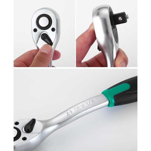 Telescopic Ratchet Wrench 72 Teeth Automatic Two-Way Quick Socket Wrench Large, Medium and Small Ratchet Set (Large Ratchet with Folding Handle)
