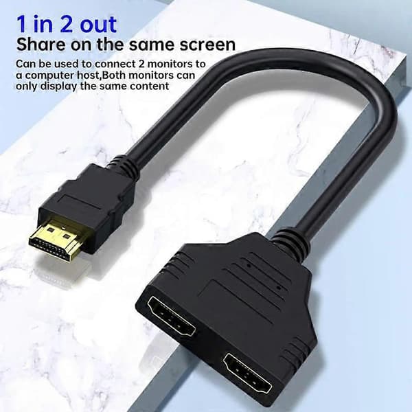 1 ind 2 ud HDMI-splitter 1080P dobbeltport Y-splitterkabel til PC TV Xbox PS3 HDMI-kompatibel splitter