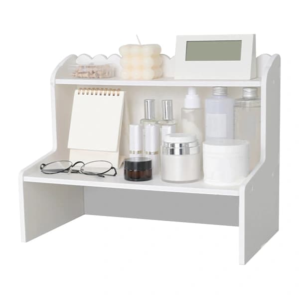 Wooden Display Desk Shelf Desk Multi-layer Storage Rack Mini Bookshelf Cosmetics Organizer S[CO]