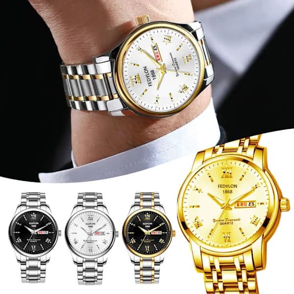 Automatic Mechanical Watch for Men Simple Waterproof Wristwatch Birthday Gift No Calendar