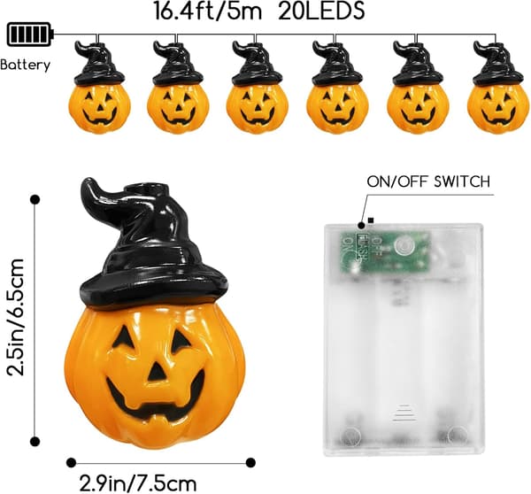 Pumpkin Lanterns Halloween String Lights Battery Operated Halloween Decoration