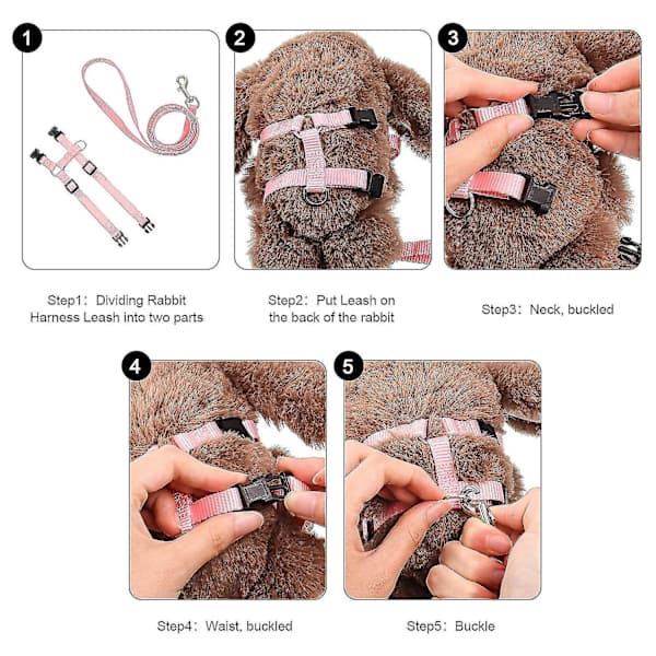 Adjustable Rabbit Harness with Leash, Rabbit Harness Leash, Pet Safety Harness and Leash for Walking, Running and Jogging, Pet Harness with Leash...