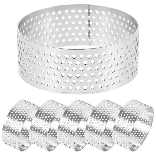 Kakeformer for baking, paiformer i rustfritt stål, 6 stk for hjemmebaking og forming [DB] Sølv Silver 5.00X5.00X2.00CM