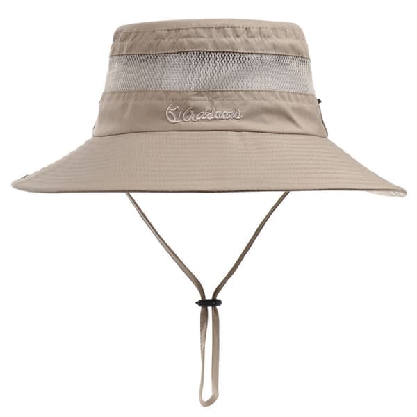 Fiskehat UPF 50+ Bredskygget Solhat til Mænd og Kvinder, Herre Bucket Hat med UV-Beskyttelse til Vandring Strandhatte (Khaki)