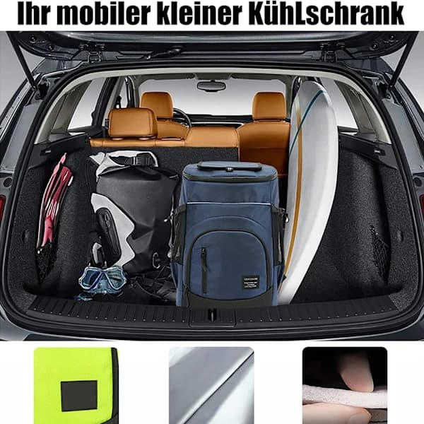 33L Insulated Cooler Backpack Waterproof Polyester Picnic Bag for Camping Hiking Beach 2-4 Persons Black