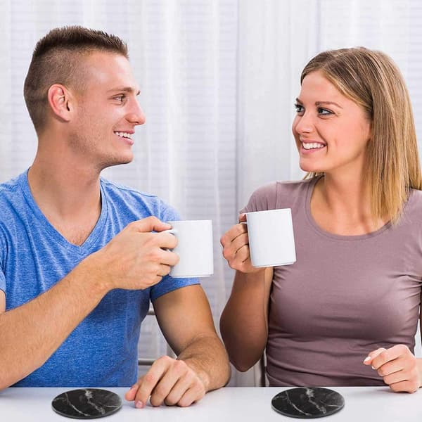Elegante Marmor-Coasters i PU-læder: Beskyt & Stil Svart black
