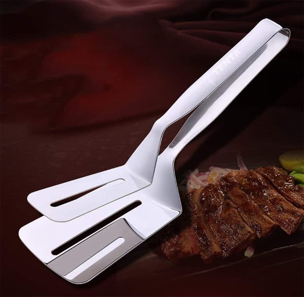 Multifunksjonell 10-tommers premiumtang i rustfritt stål for brød/stekt biff/grill