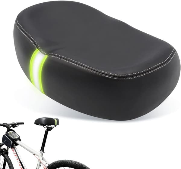 Smertefri, komfortabel bred sykkelsete med memory foam-polstret pute