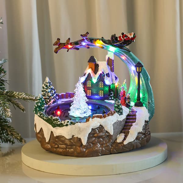 Julebyfontene med animert musikk og lys - Flerfarget