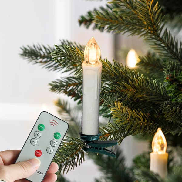 Bright Christmas wreath 10-tweezer lights, 7-button remote control with warm white light