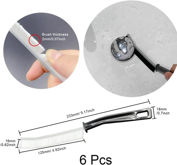 6-pack Grout Cleaning Brushes, Multi-functional Grout Brush for Tile Grout, Window Frames and Tight Spaces, Black and White