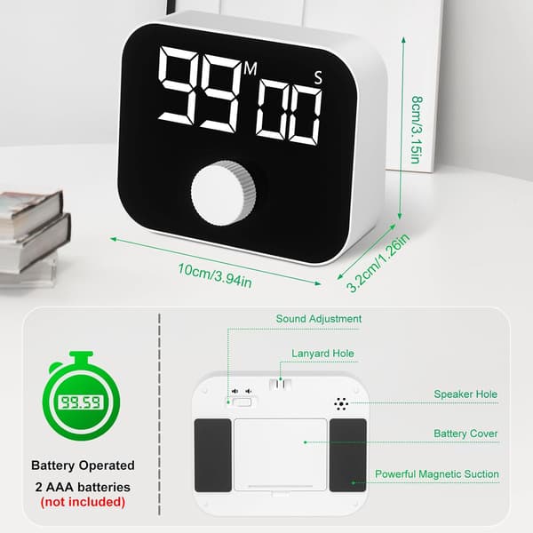 Digital køkkentimer, stort LED-display, magnetisk nedtælling, ZQKLA
