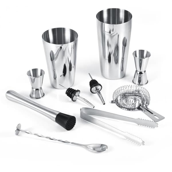 Barsett 10 deler rustfritt stål med shaker 600/700 ml og tilbehør Silver silver