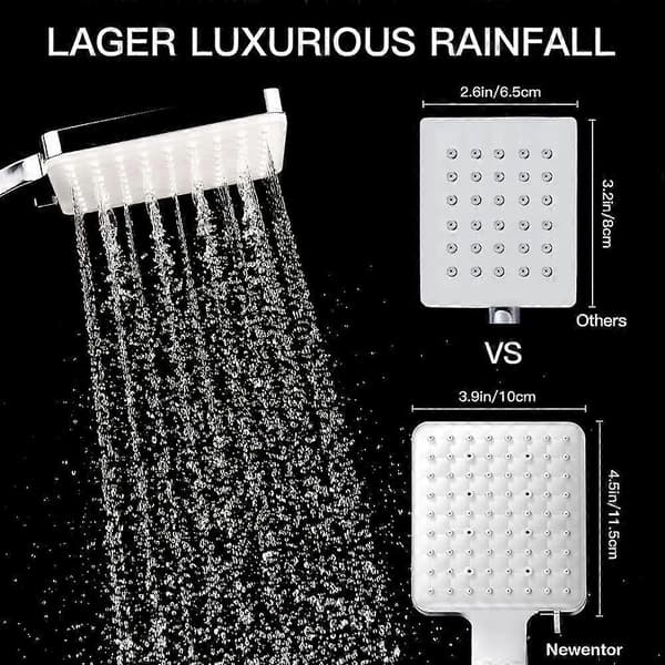Dusjhode, høytrykksdusjhoder med 6 innstillinger, kun kraftig dusjhode, universelt vannbesparende stort dusjhode sølv dusjhode Silver Shower Head