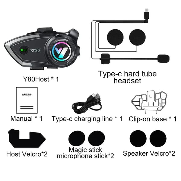 Motorcycle Helmet Hands-free Call Music Headphone Headset Wireless BT 5.3 Y80