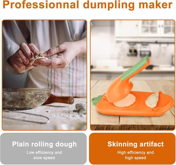 Dumplingmaskine 2 i 1 Manuel Nudelpressemaskine Dumplingskindmaskine Dumplingform (Orange)