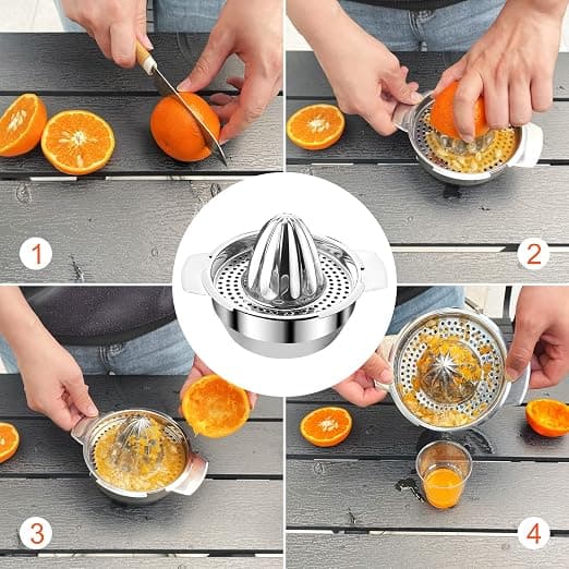 Citruspress 300 ml, manuell citruspress 201 i rostfritt stål