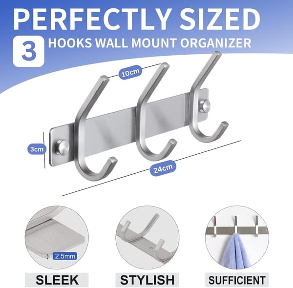 Coat Hooks Wall Mounted Coat Rack (2-pack) - Heavy Duty Wall Hooks - Stainless Steel Coat Hanger Wall Mounted Coat Hooks